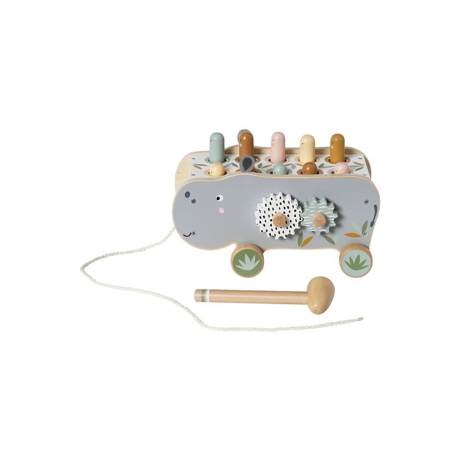 Hippopotame à tirer en bois FSC® gris <span itemprop=