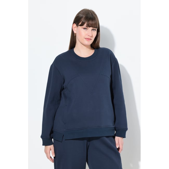 Sweat-shirt en coton bio, esprit « blocs » marine <span itemprop=