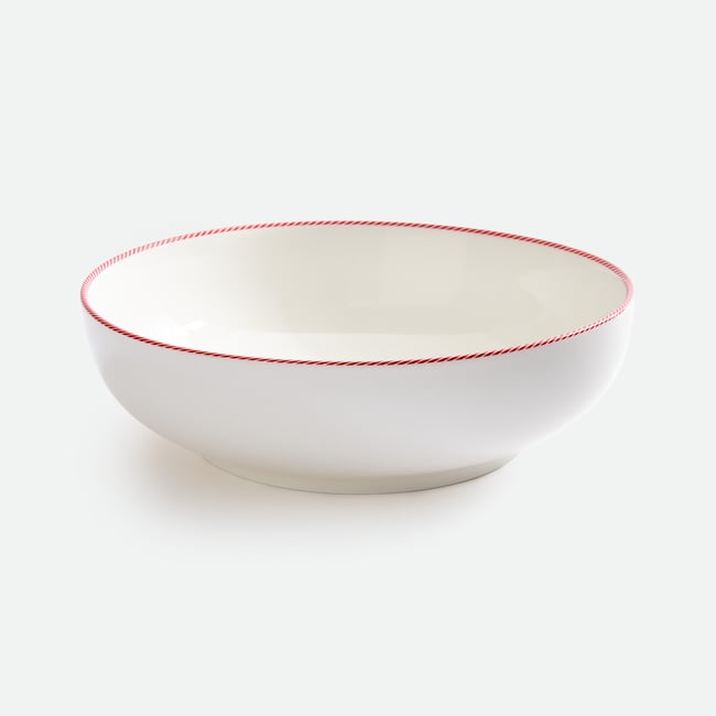 Ensaladera con bordes rojos y blancos de porcelana, CANDIE blanco/rojo  <span itemprop=