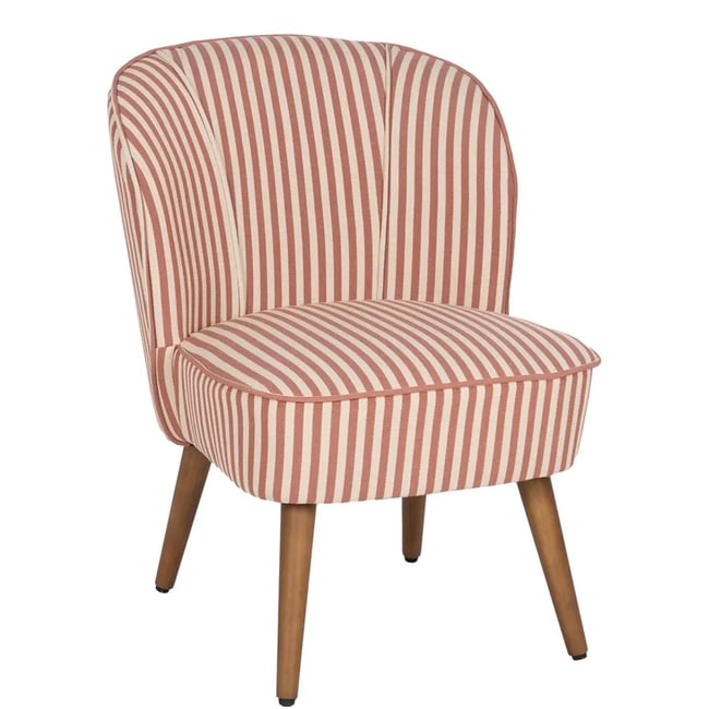 Fauteuil crapaud beige rayures terracotta 54x64x73cm Couleur marron <span itemprop=