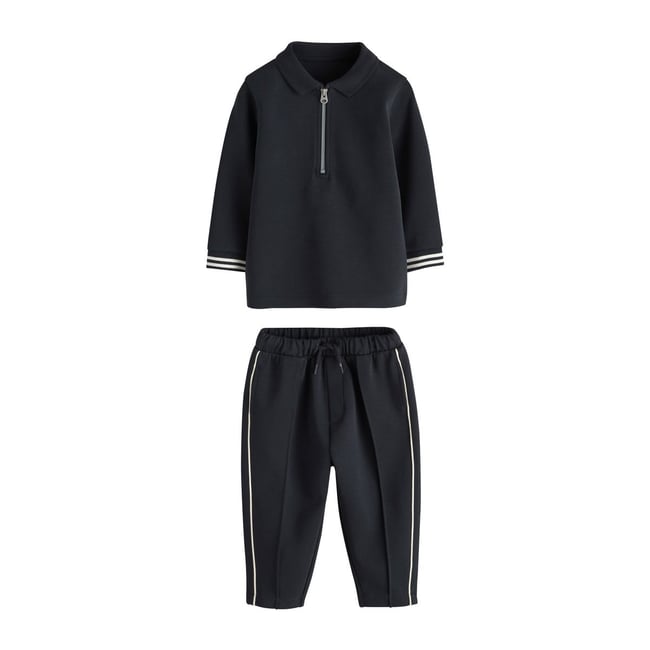 Polo à manches longues et pantalon de jogging bleu marine <span itemprop=