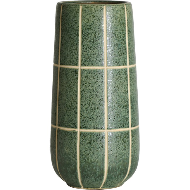 Vase céramique collection S.TANK Couleur vert mat avec lignes claires <span itemprop=