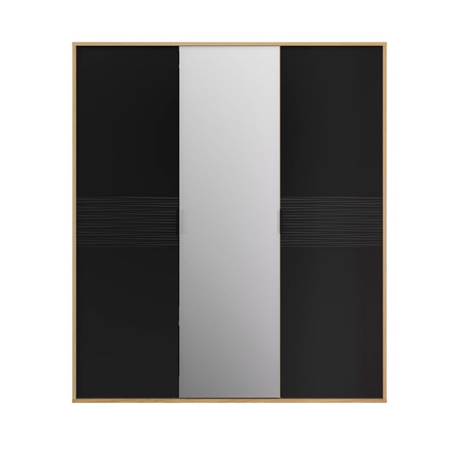 Armoire 3 portes mat avec miroir central Couleur beige <span itemprop=