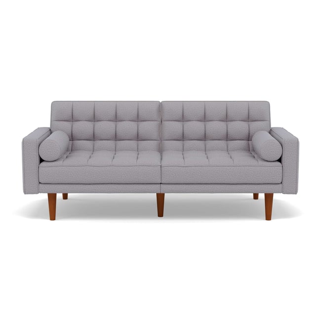 Banquette convertible clic-clac tissu texturé, SUZANNE Couleur gris clair <span itemprop=