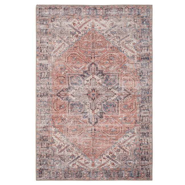 Tapis traditonnel, effet délavé, lavable NEEVE Couleur orange <span itemprop=