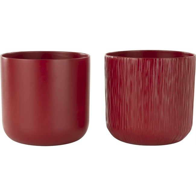 Cache-pot en céramique, Lot de 2 Couleur rouge <span itemprop=