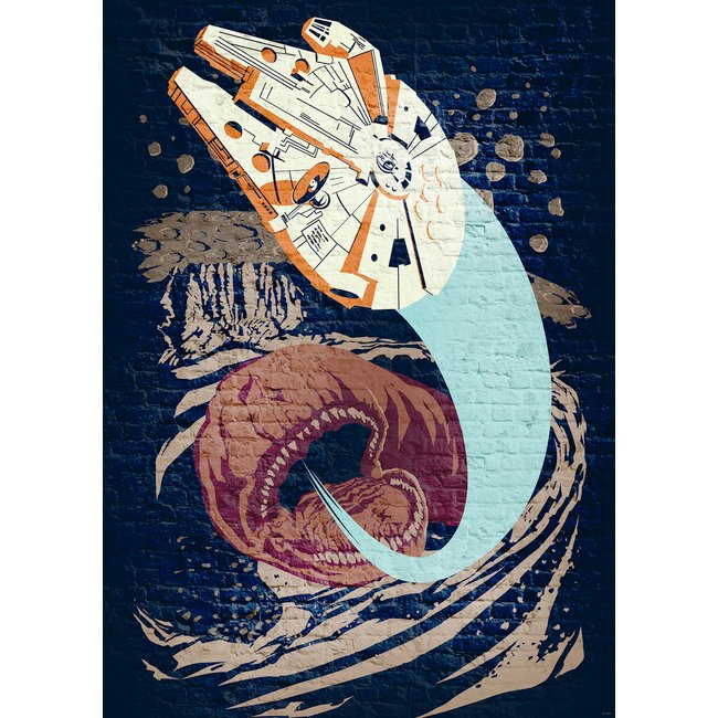Papier peint Komar - Star Wars Classic Concrete Asteroid Worm - 200 x 280 cm Couleur multicolore <span itemprop=