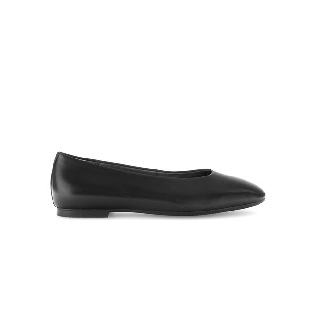 Ballerines en cuir à talon décroché noir lisse <span itemprop=