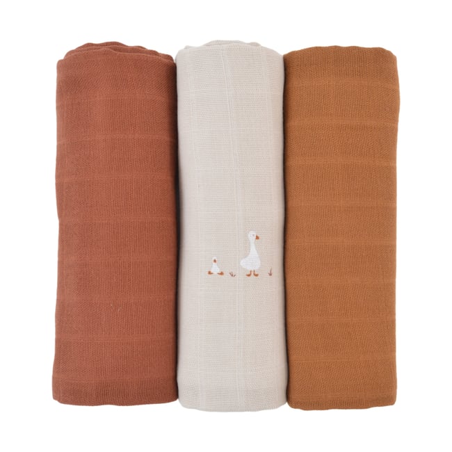 Lot de 3 langes coton bio NILS sable <span itemprop=