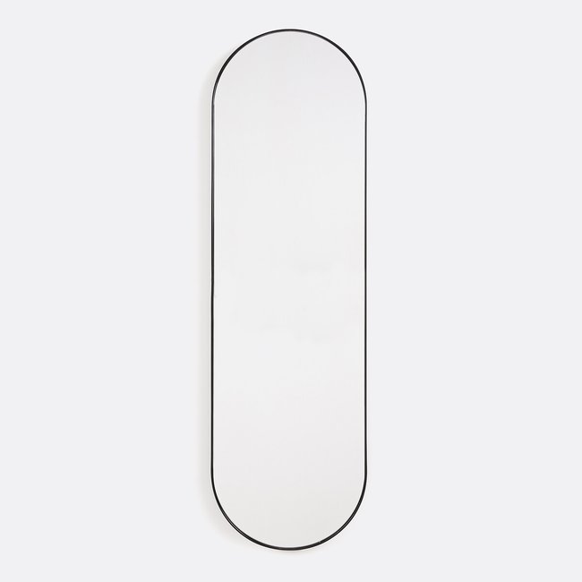 Miroir ovale en métal 30x100 cm, Iodus Couleur noir <span itemprop=