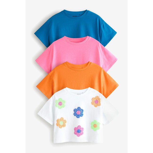 T-shirt carré à fleurs, lot de 4 multi-lumineux <span itemprop=