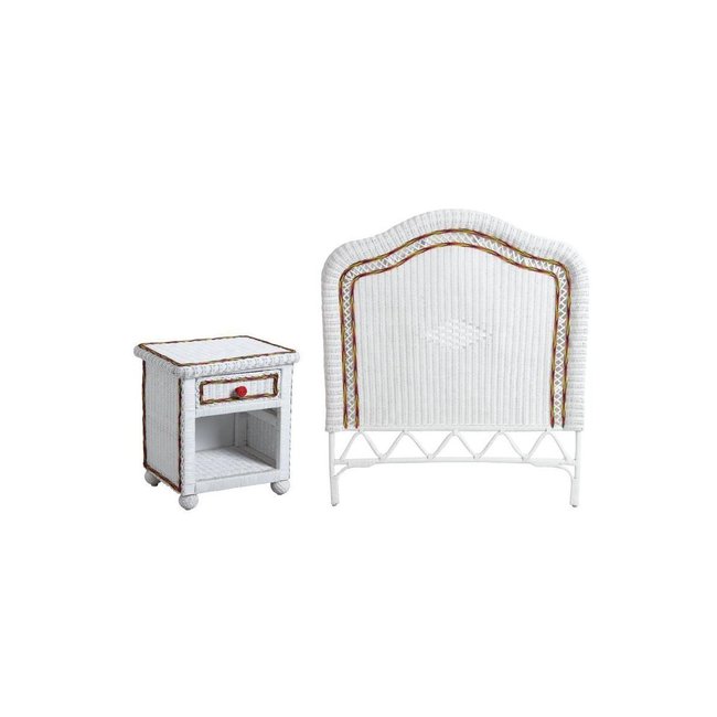 Ensemble tête de lit + table de nuit Couleur white <span itemprop=