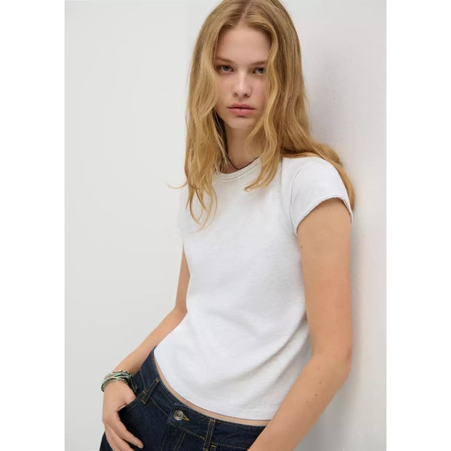 T-shirt coton détail coutures gris chiné clair <span itemprop=