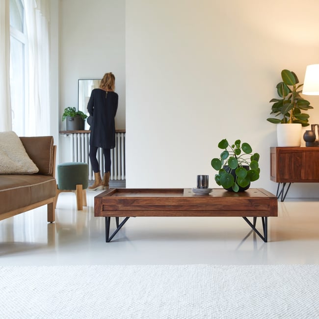 Table basse en Palissandre massif, BONNIE Couleur marron foncé <span itemprop=