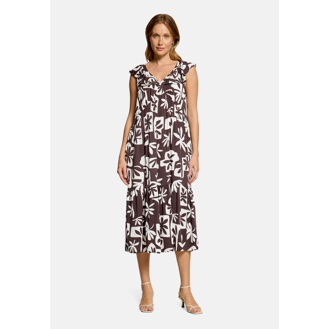 Robe casual à manches à ailettes brown/white <span itemprop=