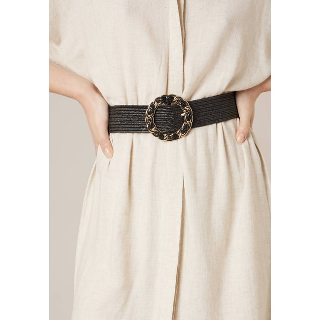 Ceinture femme tressée ELINE black <span itemprop=