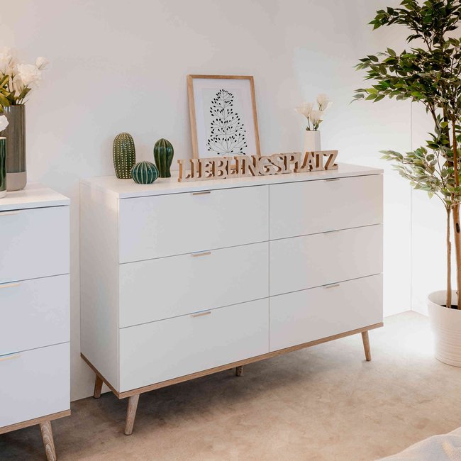 Commode 6 tiroirs Couleur blanc <span itemprop=