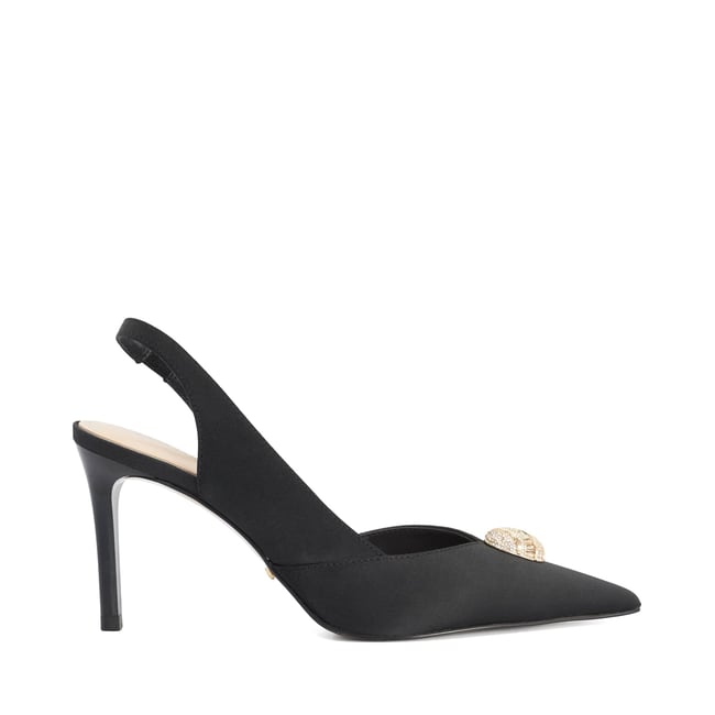 Escarpins ornés à bride arrière - CAMARA black-satin <span itemprop=