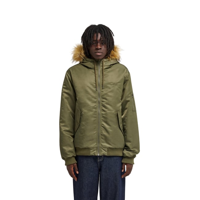 Veste bomber HOODED BOMBER JACKET vert kalamata <span itemprop=