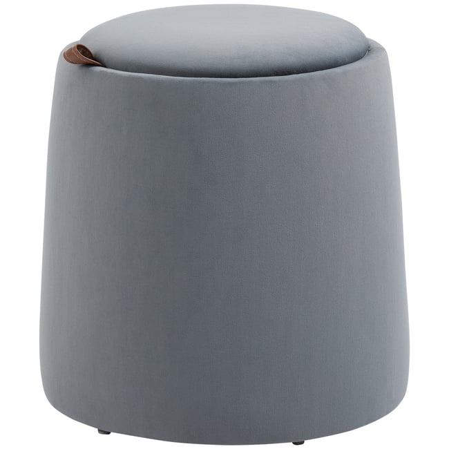 Pouf de rangement Velours givré (100% gris <span itemprop=