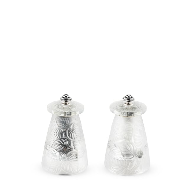 Duo de moulins à poivre et à sel manuels en transparent <span itemprop=