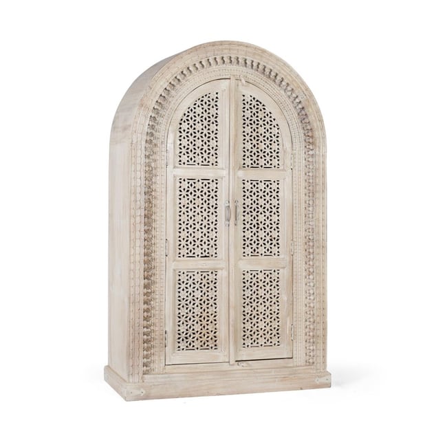 Armoire 2 portes Bois Blanc - OLÉNIE Couleur blanc <span itemprop=