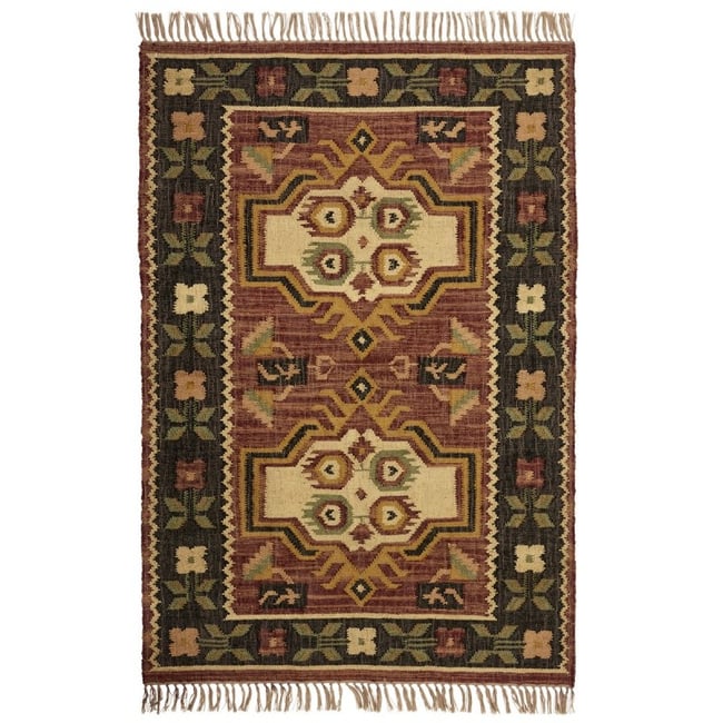 Tapis jute tissé à ma la main Couleur multicolore <span itemprop=