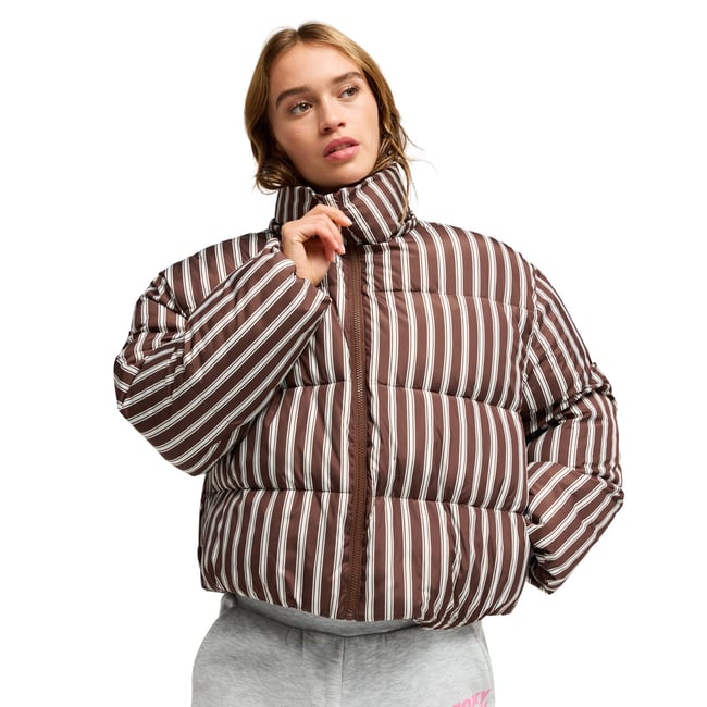 Doudoune à capuche DIAMOND FOREST. marron chestnut chocolate stripe <span itemprop=