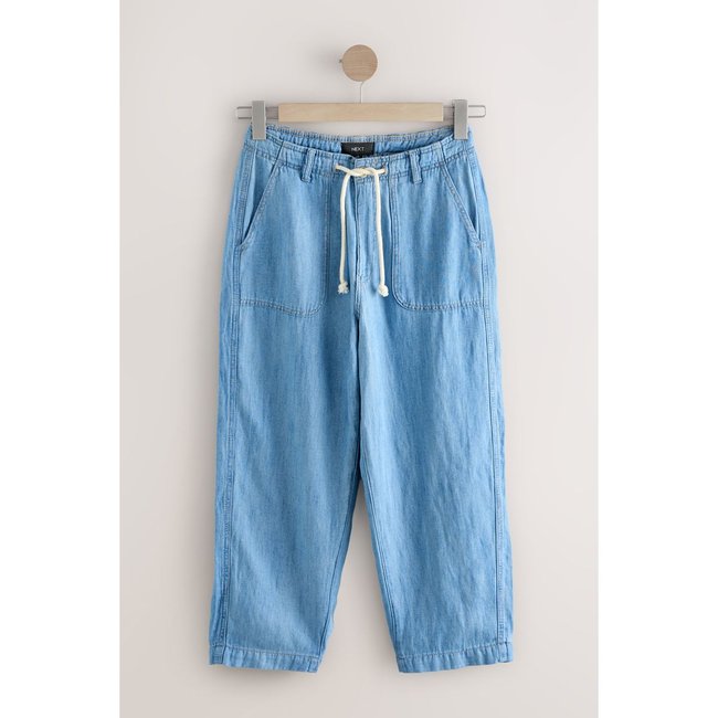 Jean court léger utilitaire bleu moyen <span itemprop=