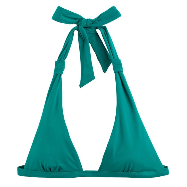 Haut de maillot de bain triangle drapé vert <span itemprop=