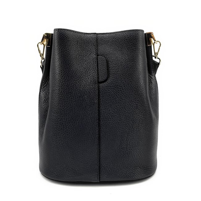 Sac seau en cuir grainé GEORGIA noir <span itemprop=