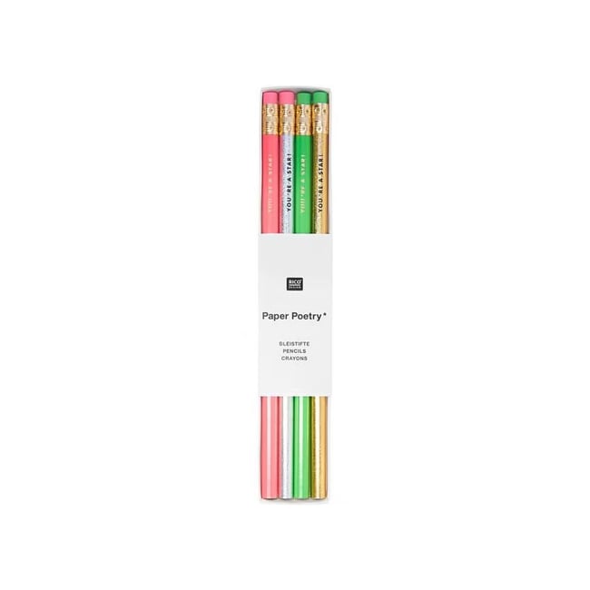 Set de crayons a papier Fluo - 4 pieces - RICO DESIGN
