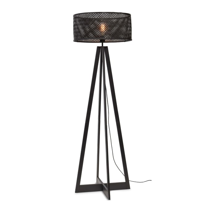 Lampadaire Bambou JAVA Couleur noir <span itemprop=