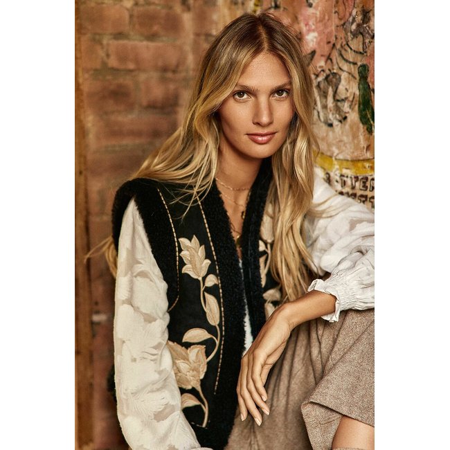 Gilet VIVIANE, Lammfellimitat schwarz <span itemprop=