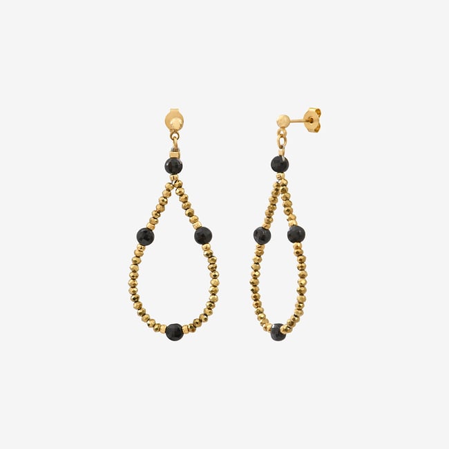 Boucles d'oreilles dorées petit modele amanté - indie brun <span itemprop=