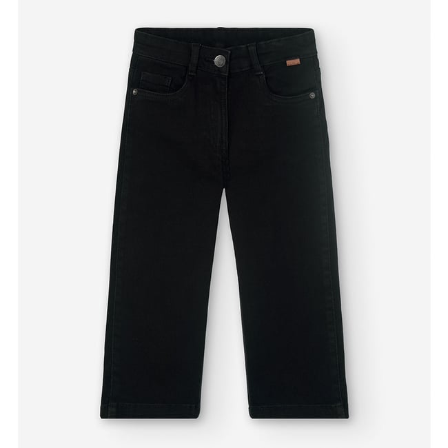 Pantalon denim fille élastique noir <span itemprop=