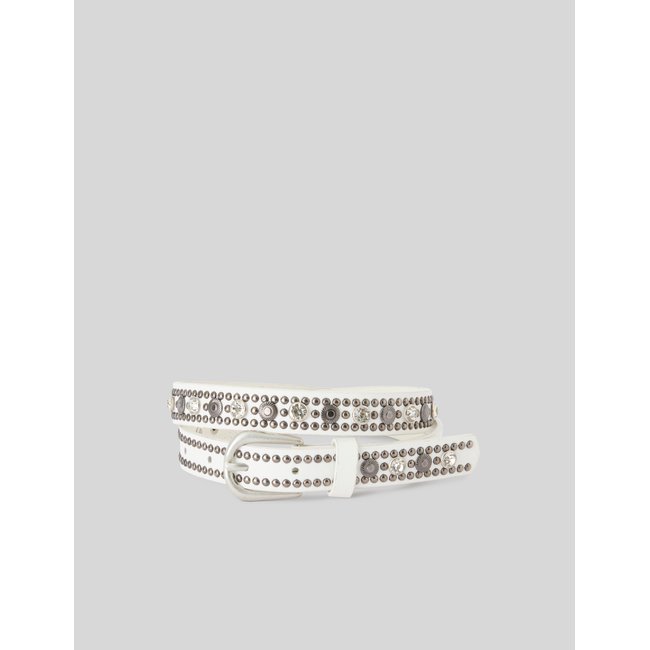 Ceinture à clous blanc écru <span itemprop=