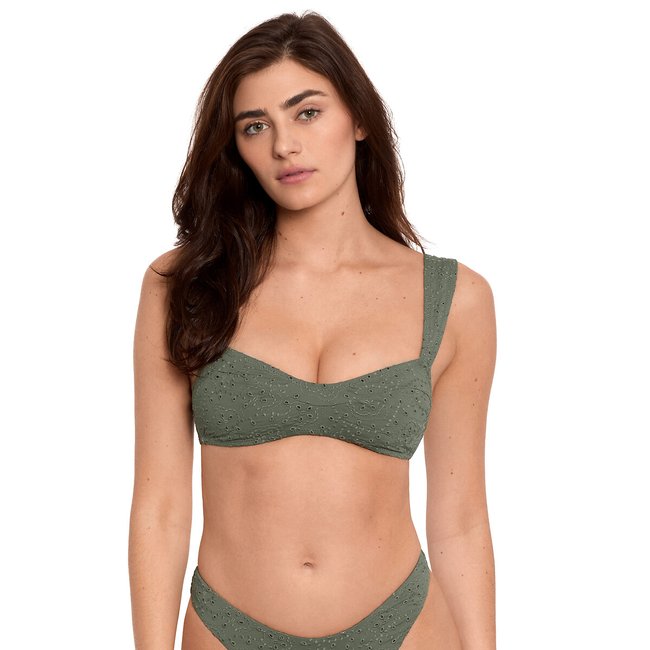 Bikini-Oberteil Eyelet Solids, Bralette-Form olivgrün <span itemprop=