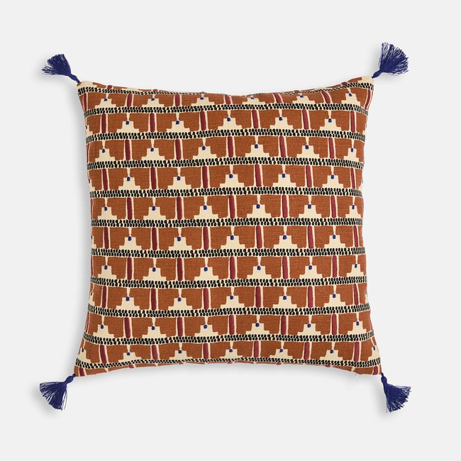 Capa de almofada, 80% algodão, 20% linho, 45 x 45 cm, TINARI caramelo <span itemprop=