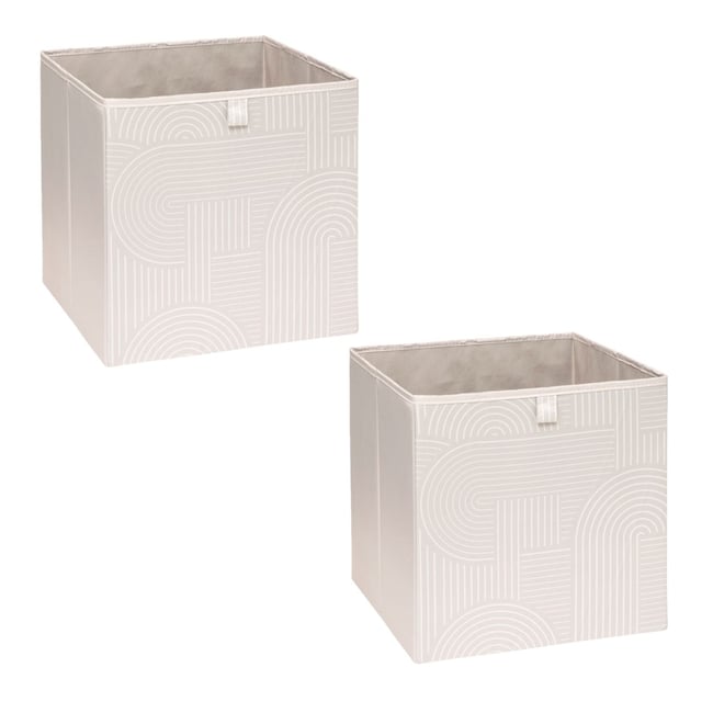 Lot de 2 boîtes de rangement cubes à motifs arches MIX'N MODUL Couleur beige <span itemprop=