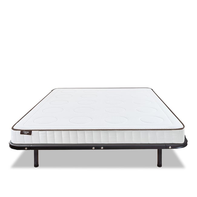 Ensemble Matelas Mémoire de forme CRISTAL avec Cadres à lattes Couleur blanc <span itemprop=