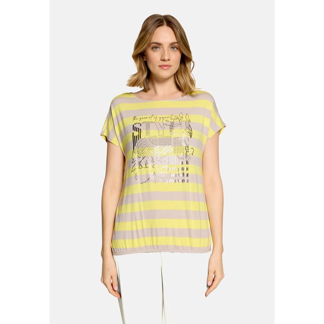 Haut imprimé à élastique beige/yellow <span itemprop=