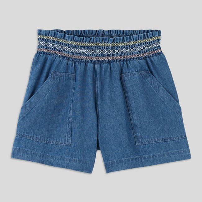 Short fluide taille élastiquée en jean - MONOPRIX