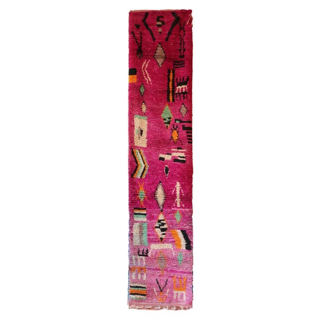 Tapis de couloir pure laine berbère 69 x 327 cm Couleur rosee <span itemprop=