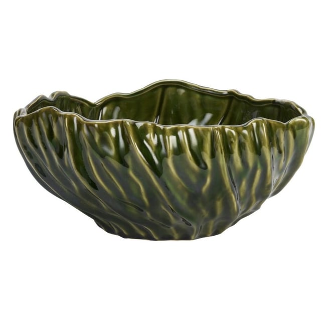Saladier grès sculptural Couleur vert foncé <span itemprop=