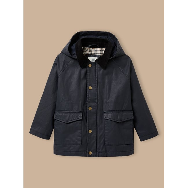 Veste en coton enduit marine <span itemprop=