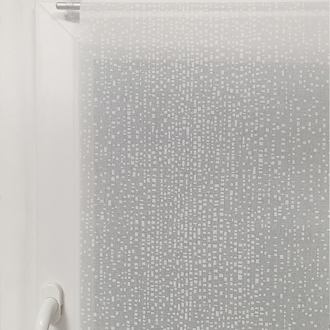 Vitrage tamisant motif Manhattan blanc <span itemprop=