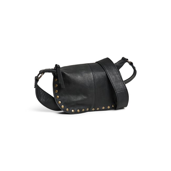 Ashley Leather Crossbody Bag, black, PIECES