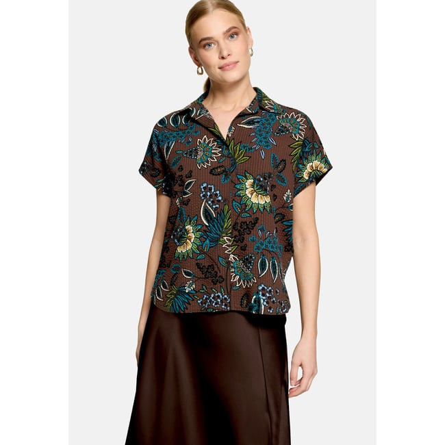 Pantalon en toile en toile brown/petrol <span itemprop=