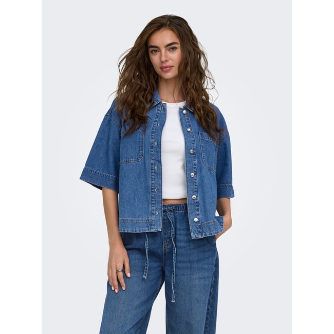 Chemise En Denim medium blue denim <span itemprop=